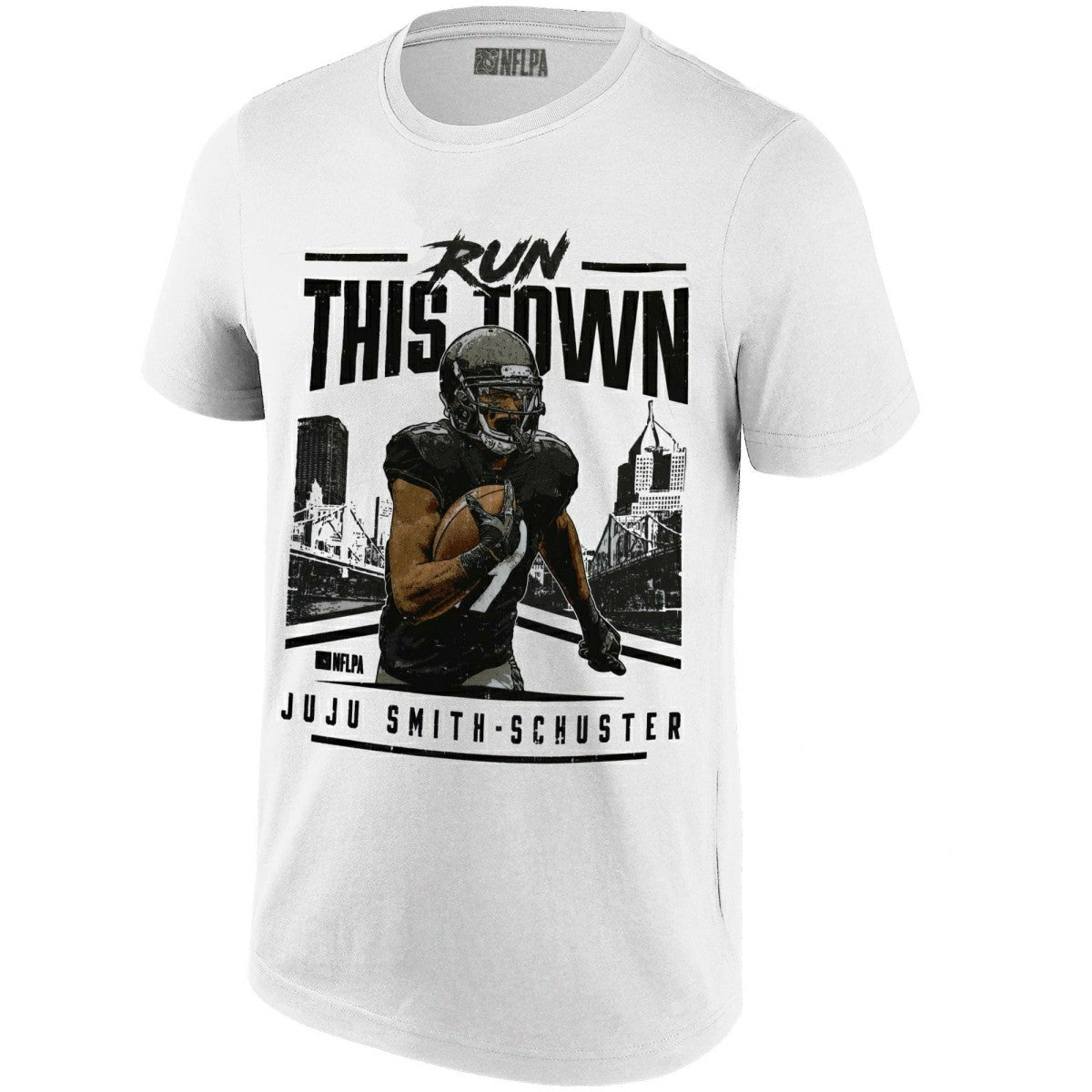 JuJu Smith-Schuster Pittsburgh Run This Town NFLPA T-Shirt White Taass for sale