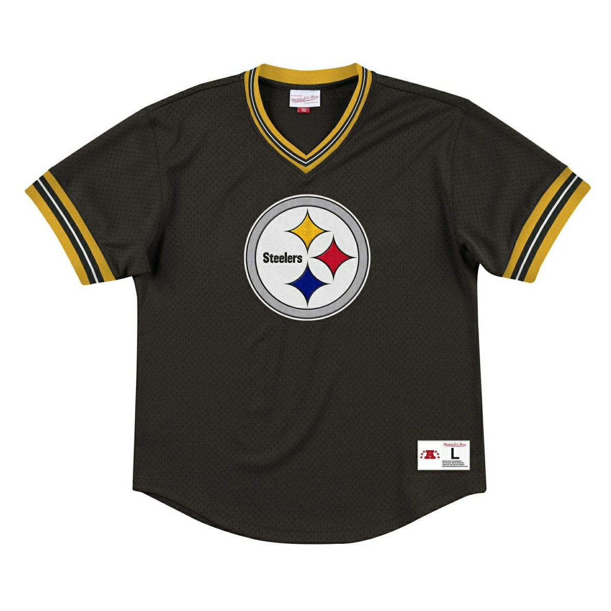 Pittsburgh Steelers Unbeaten Mitchell & Ness NFL V-Neck Mesh Shirt Black Taass for sale