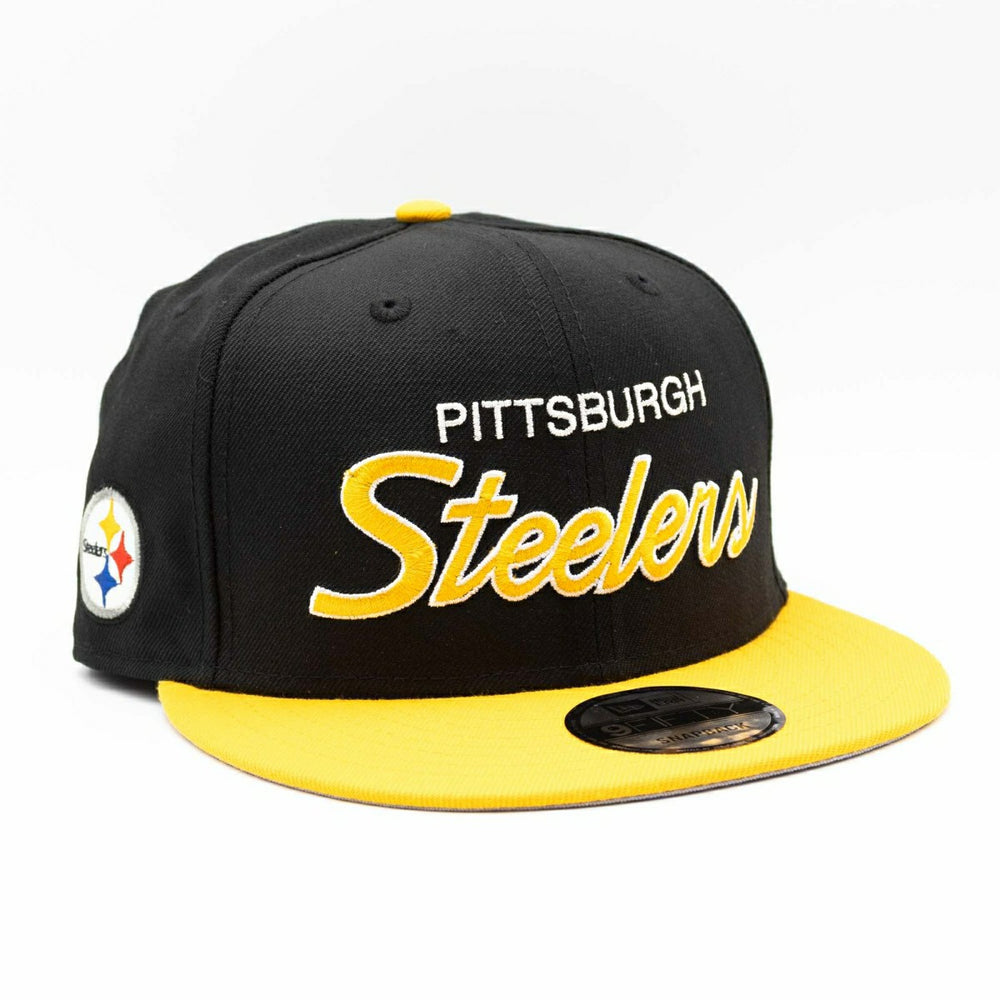 Pittsburgh Steelers 2-Tone Throwback Script New Era 9FIFTY NFL Snapback Cap Taass sale