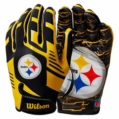 Pittsburgh Steelers Wilson Youth Stretch-Fit NFL Receivers Gloves (KIDS) Taass sale