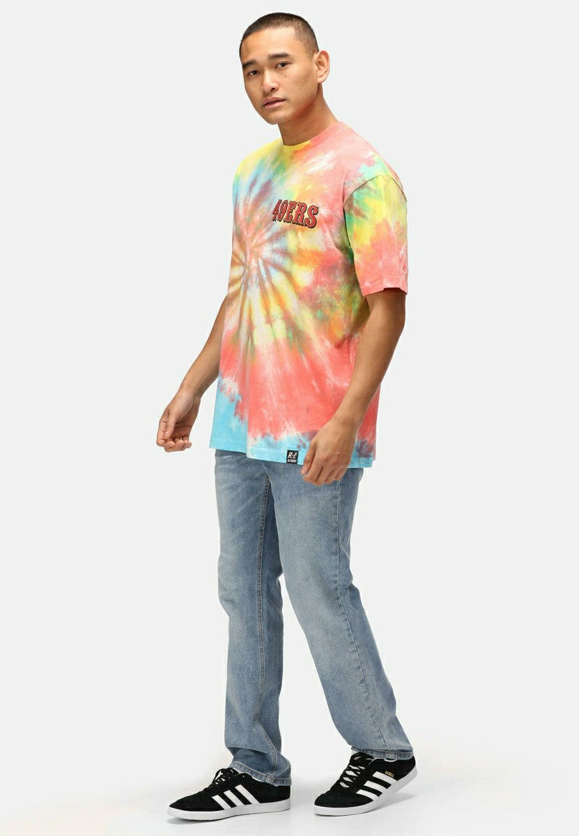 San Francisco 49ers Rainbow Tie-Dye Recovered Relaxed NFL T-Shirt Taass sale