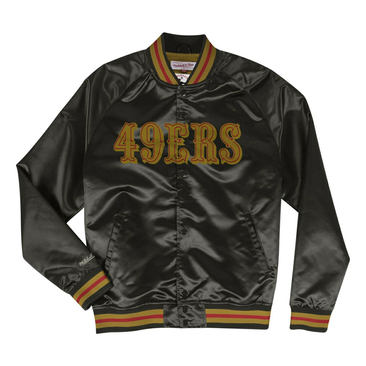 San Francisco 49ers Mitchell & Ness Lightweight Satin NFL Jacket Black Lifestyle