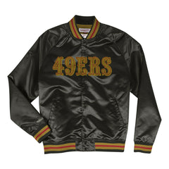 San Francisco 49ers Mitchell & Ness Lightweight Satin NFL Jacket Black Lifestyle