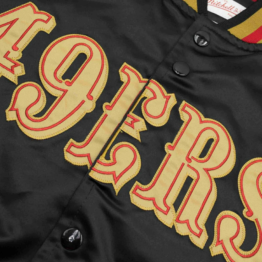 San Francisco 49ers Mitchell & Ness Lightweight Satin NFL Jacket Black Lifestyle