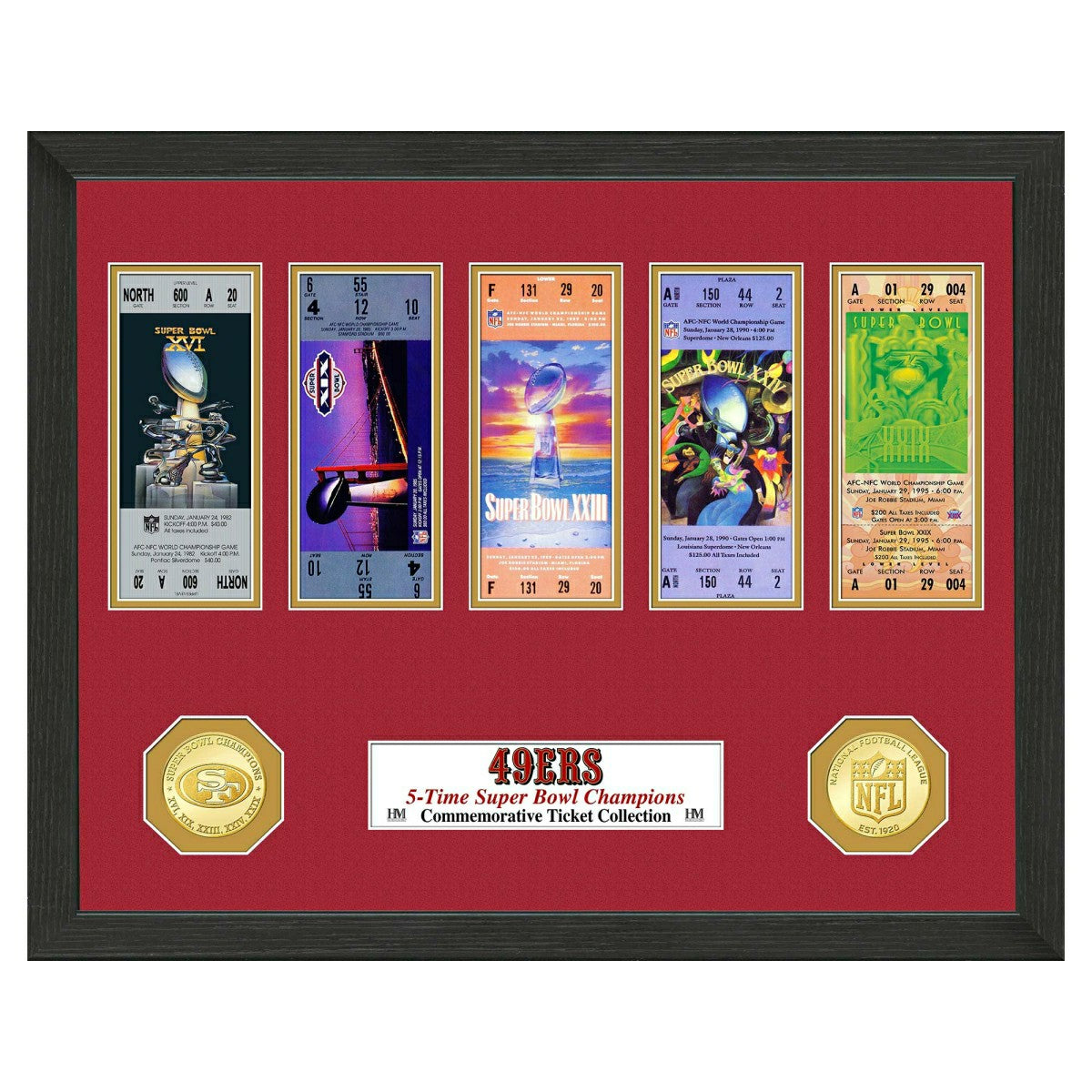 San Francisco 49ers Super Bowl Tickets Bronze Coins Framed NFL Photo Taass US