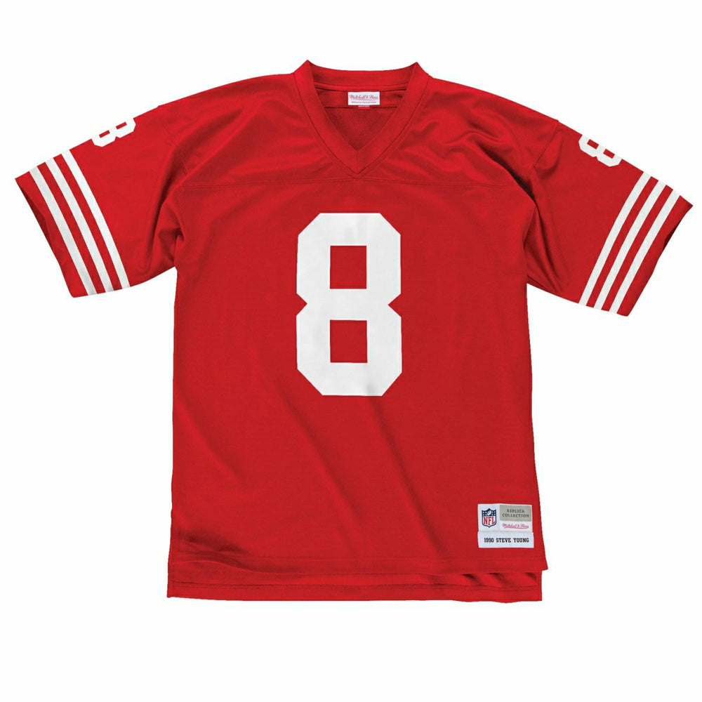 Steve Young #8 San Francisco 49ers Mitchell & Ness Throwback NFL Jersey Red Taass for sale