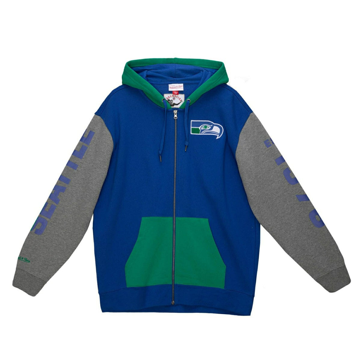 Seattle Seahawks Mitchell & Ness NFL Full Zip Fleece Hoodie Taass sale