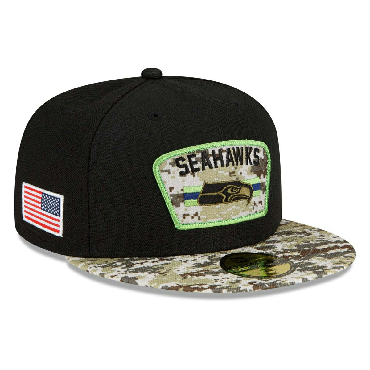 Seattle Seahawks 2021 NFL On-Field Salute to Service New Era 59FIFTY Fitted Cap Classic