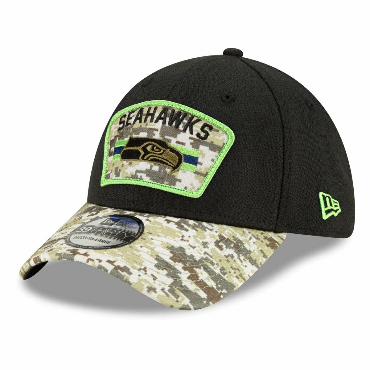 Seattle Seahawks 2021 NFL On-Field Salute to Service New Era 39THIRTY Flex Fit Cap Fashion