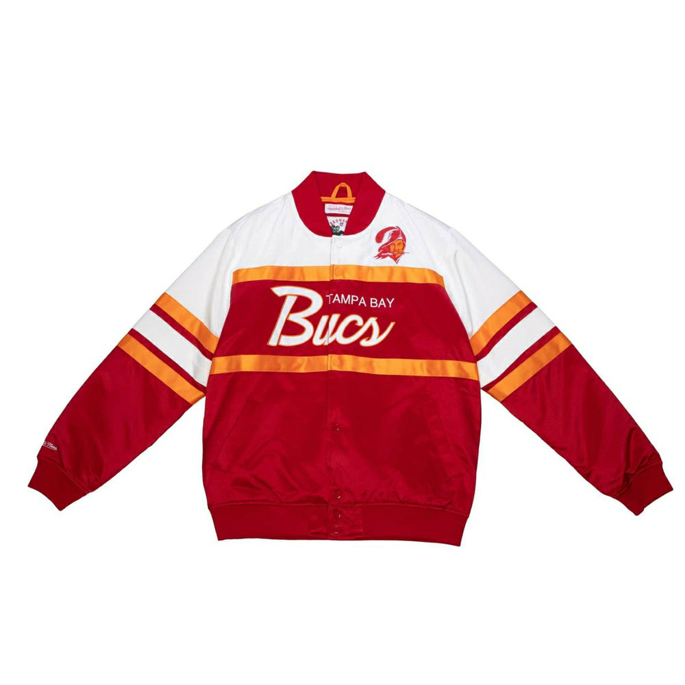 Tampa Bay Buccaneers Mitchell & Ness Script Heavyweight Satin NFL Jacket Taass for sale