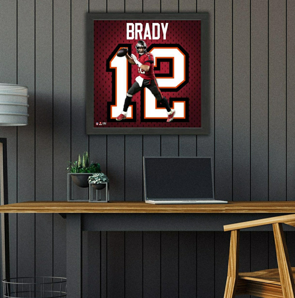 Tom Brady #12 Tampa Bay Buccaneers Impact Jersey Framed NFL Photo Fashion