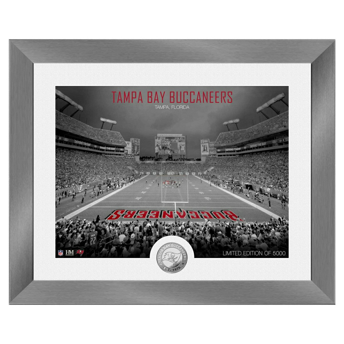 Tampa Bay Buccaneers Art Deco Stadium Silver Coin Framed NFL Photo Lifestyle