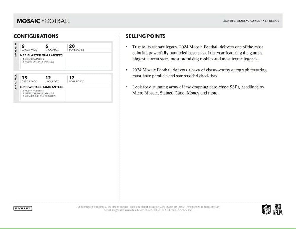 2024 Panini Mosaic Football NFL Fat-Pack Box Taass sale