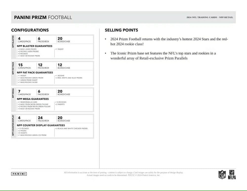 2024 Panini Prizm Football NFL Retail Box Taass US