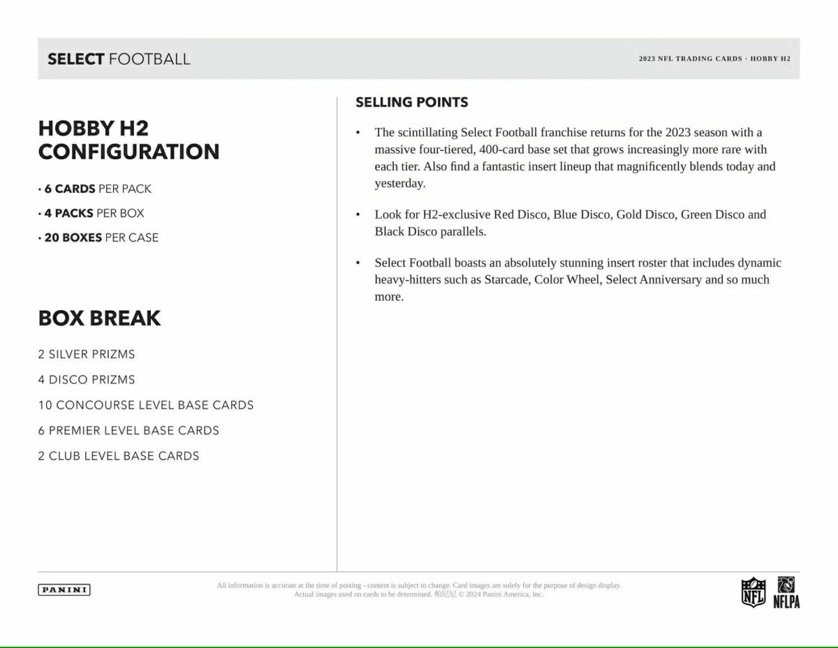 2023 Panini Select Football NFL H2 Box Lifestyle