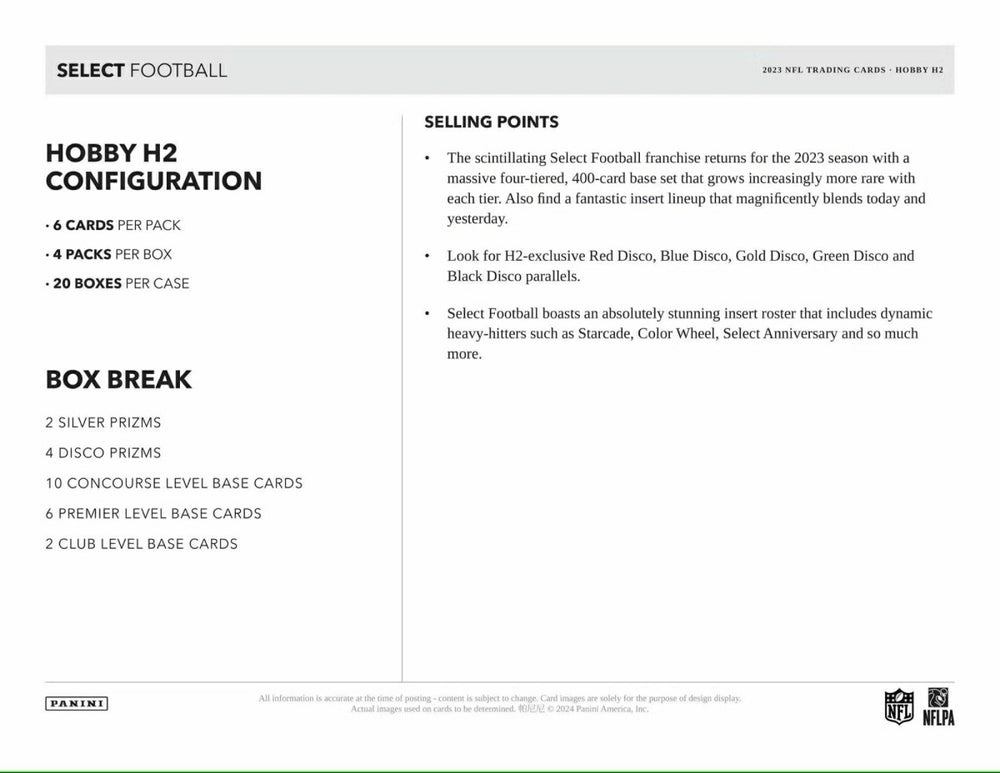 2023 Panini Select Football NFL H2 Box Lifestyle