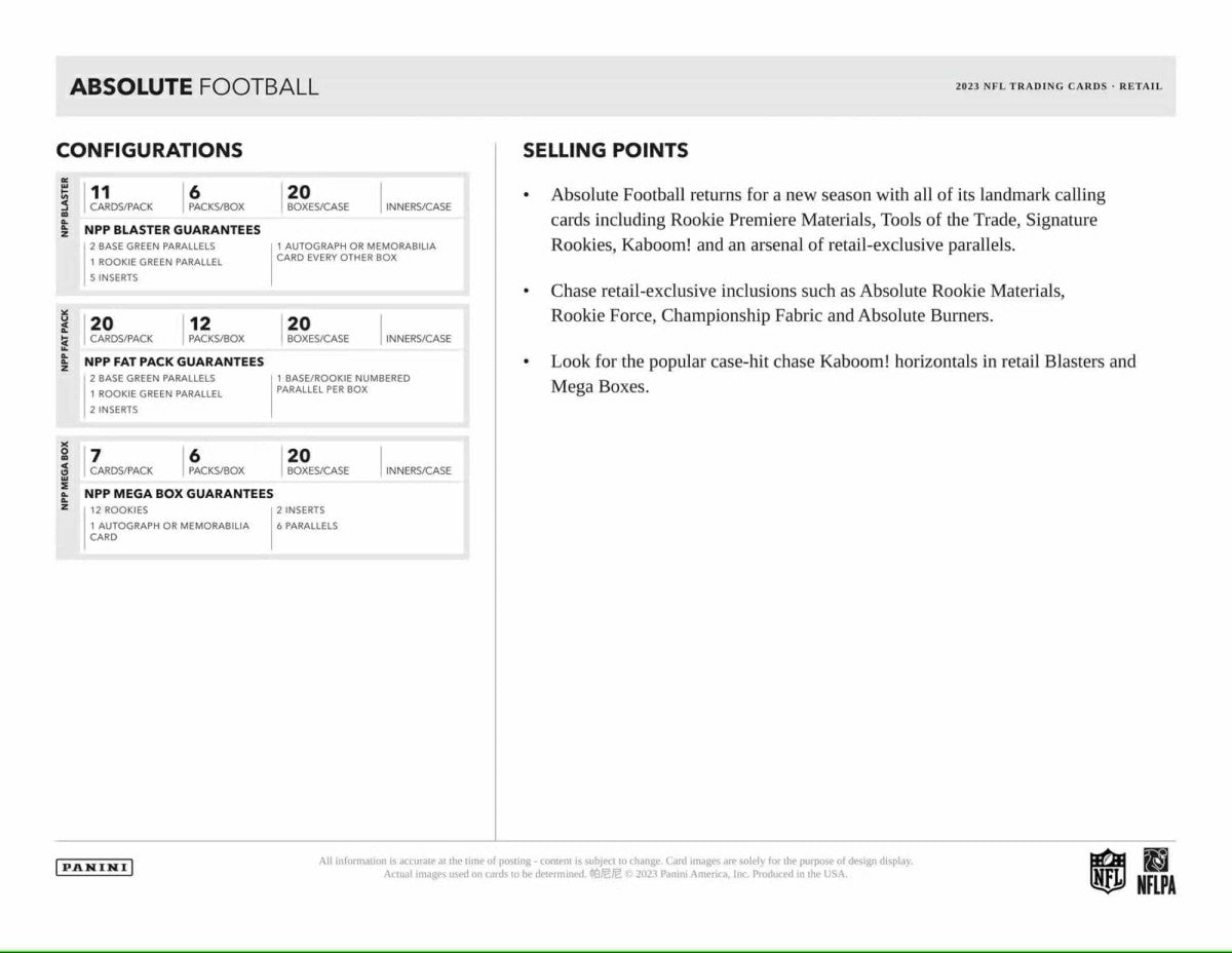 2023 Panini Absolute Football NFL Blaster Box Classic