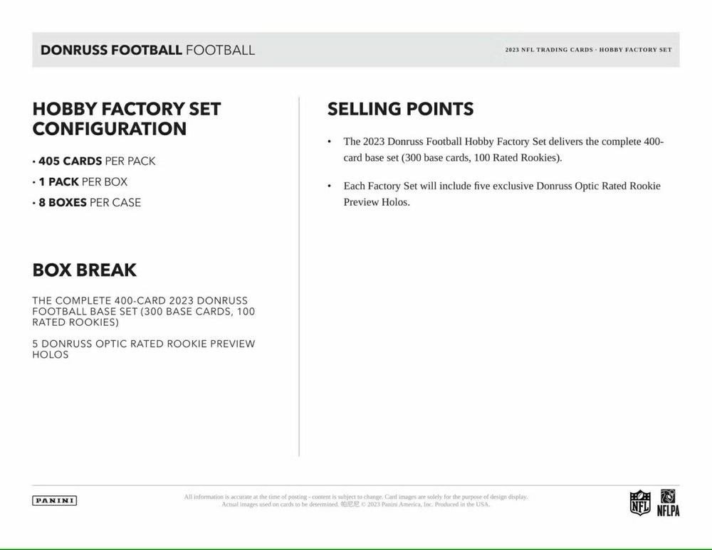 2023 Panini Donruss NFL Football Hobby Factory Set Box Taass for sale