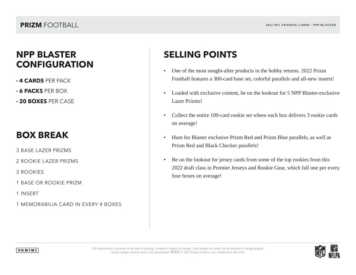 2023 Panini Prizm Football NFL Blaster Box Taass US