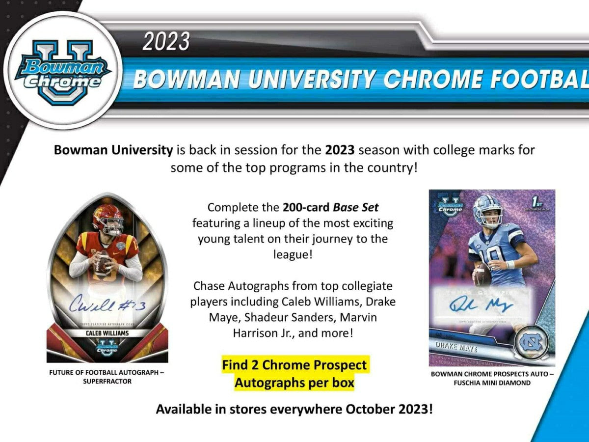 2023 Bowman Chrome University Football NCAA Hobby Box Classic