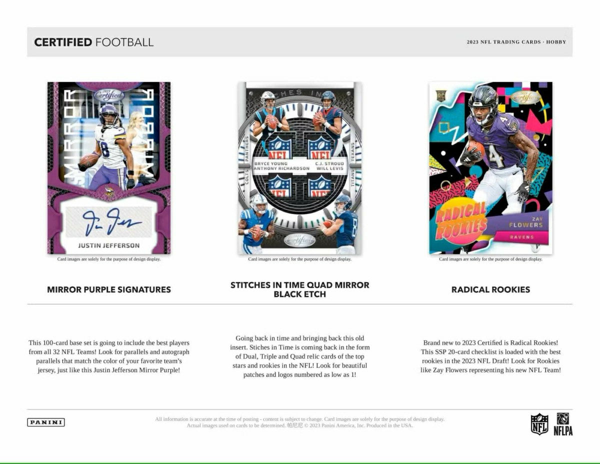 2023 Panini Certified NFL Football Hobby Box Taass US