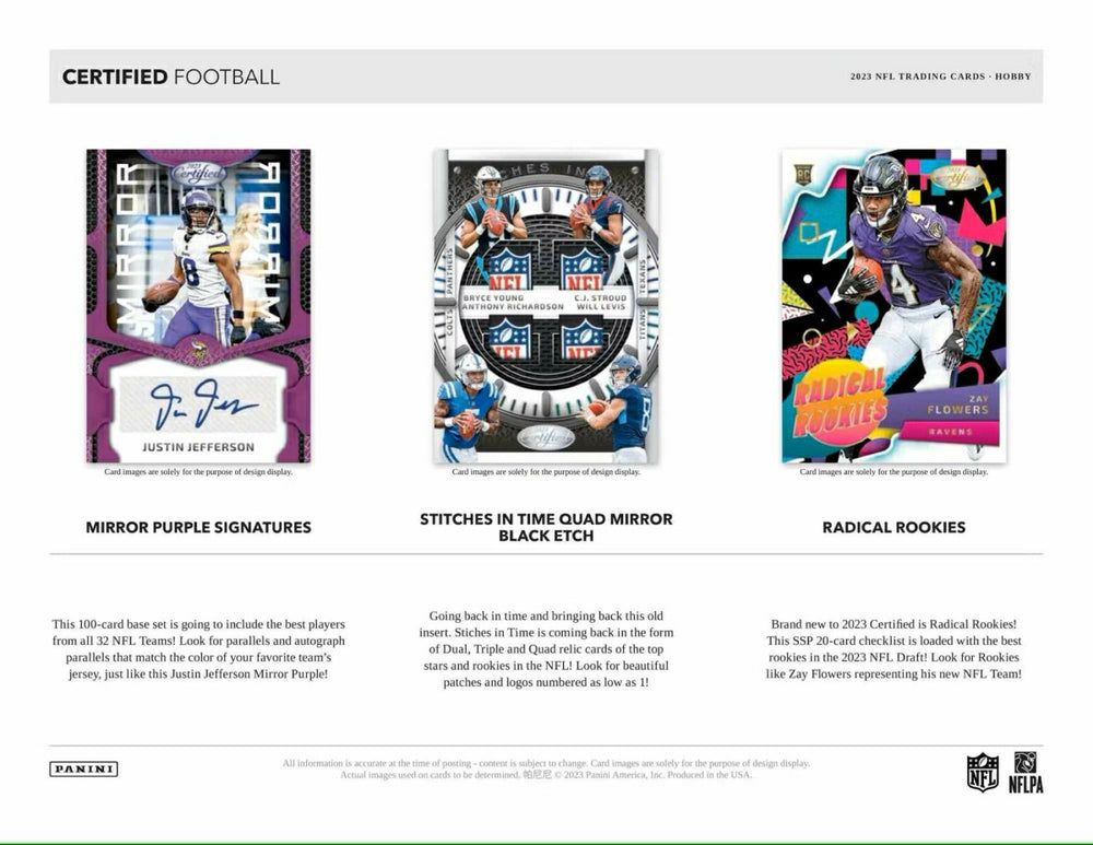 2023 Panini Certified NFL Football Hobby Box Taass US