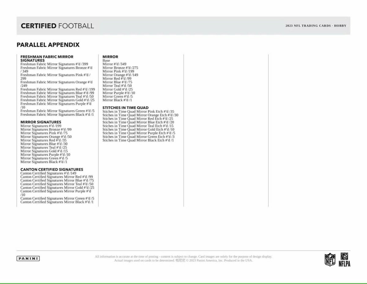 2023 Panini Certified NFL Football Hobby Box Taass US