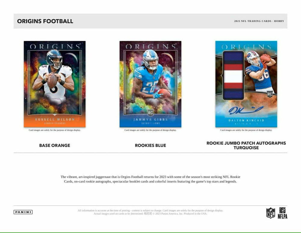 2023 Panini Origins NFL Football Hobby Box Classic