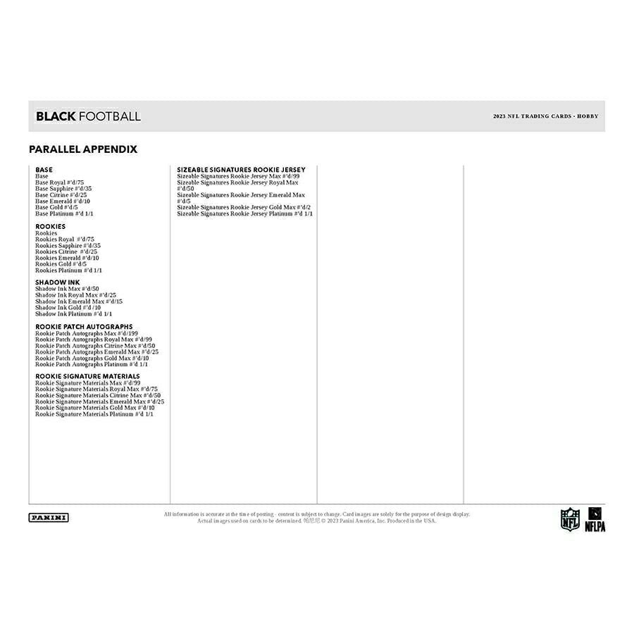 2023 Panini Black Football NFL Hobby Box Taass sale
