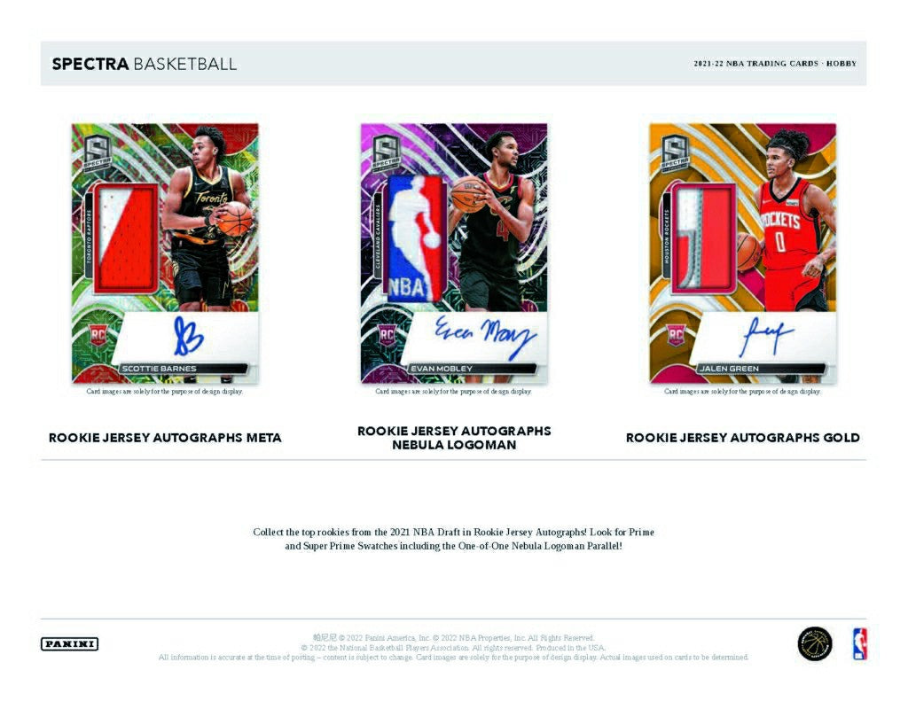 2021/22 Panini Spectra Basketball NBA Hobby Box Taass sale