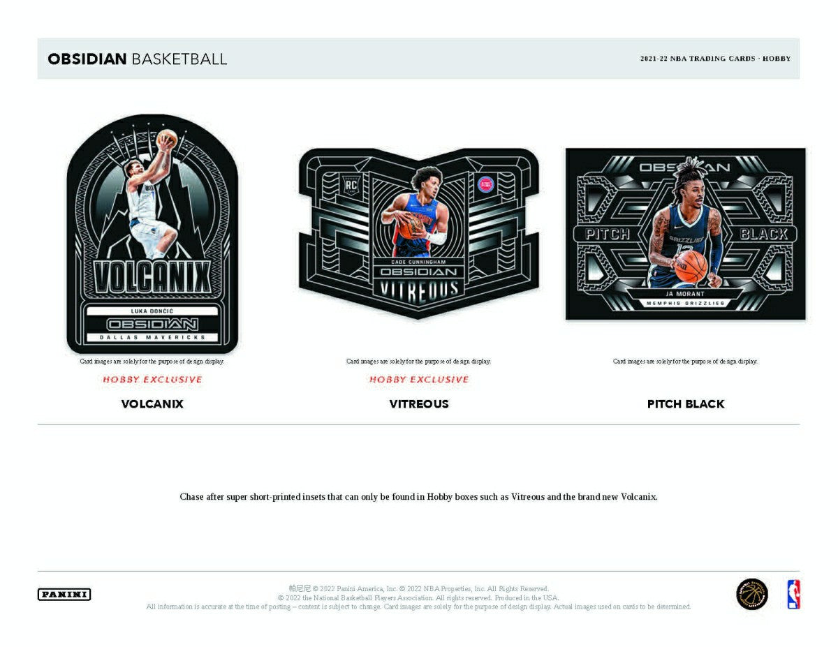 2021/22 Panini Obsidian Basketball NBA Hobby Box Taass US