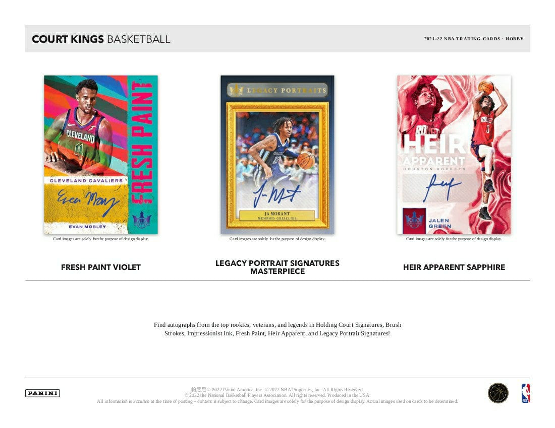 2021/22 Panini Court Kings Basketball Hobby Box NBA Lifestyle