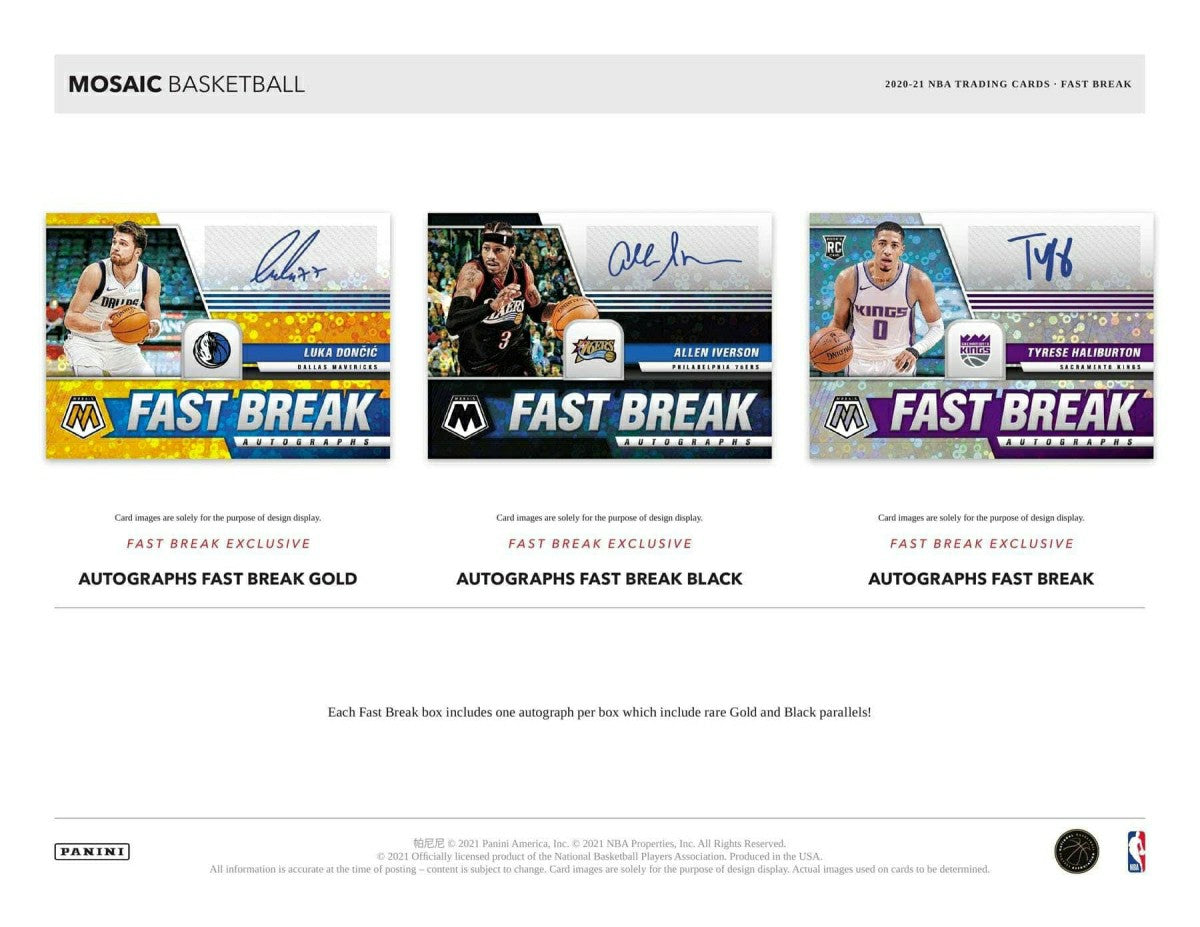 2020/21 Panini Mosaic Fast Break Basketball Hobby Box NBA Taass sale