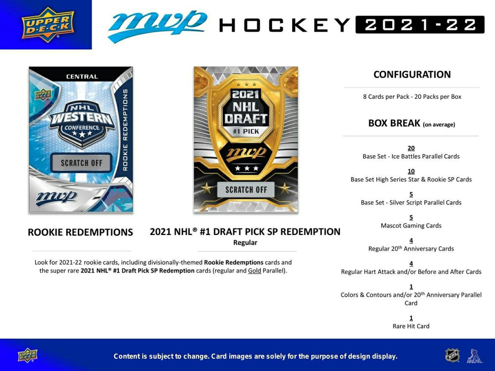 2021/22 Upper Deck MVP Hockey Hobby Box NHL Fashion