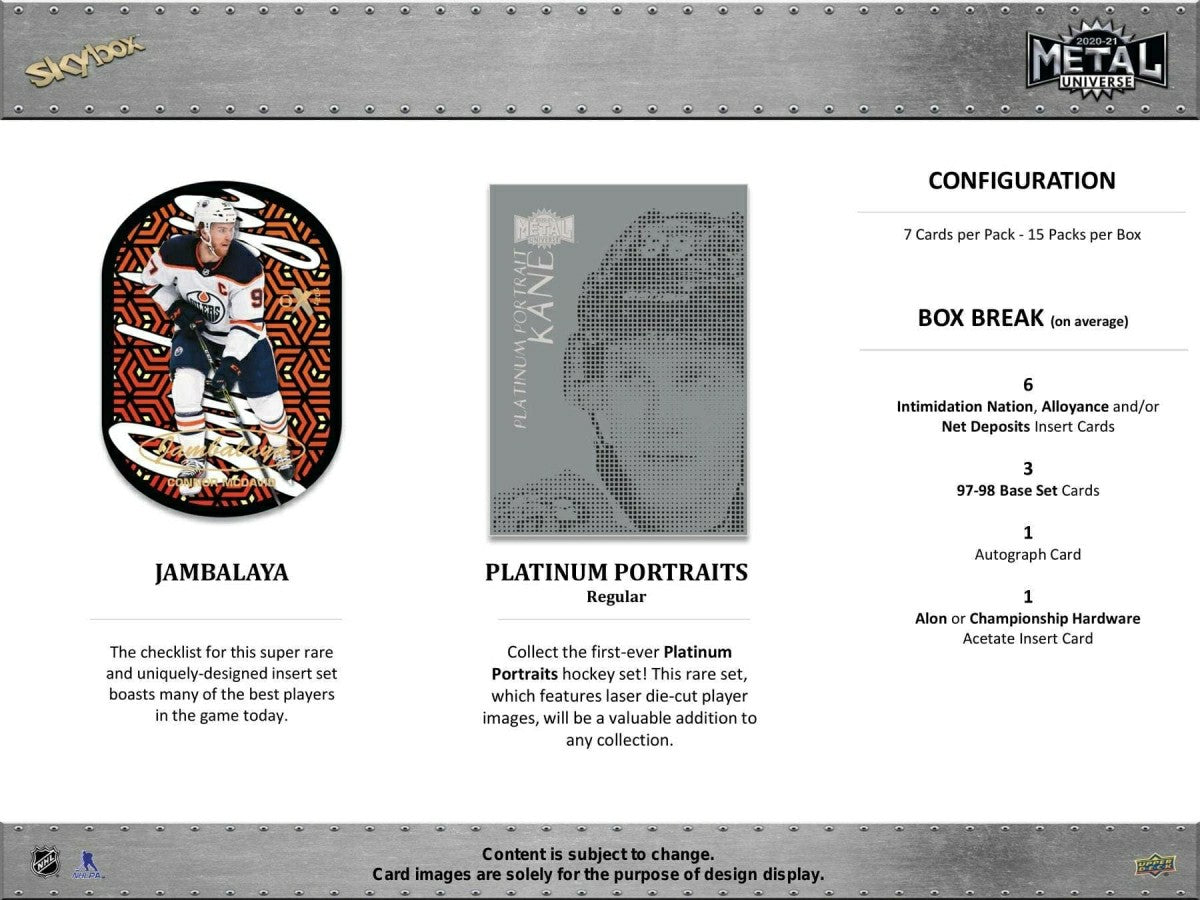 2020/21 Upper Deck Skybox Metal Universe Hockey Hobby Box NHL Taass US