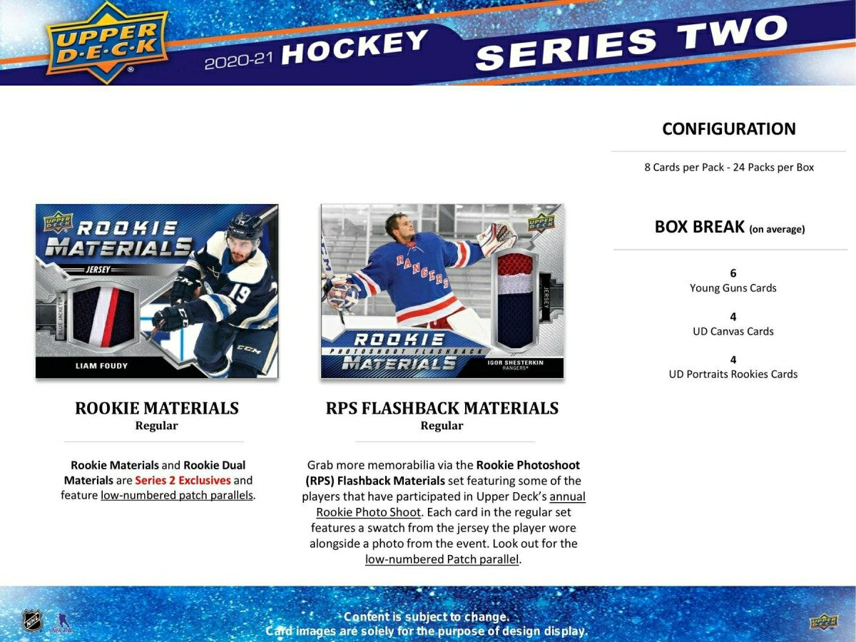 2020/21 Upper Deck Series 2 Hockey Hobby Box NHL Taass for sale