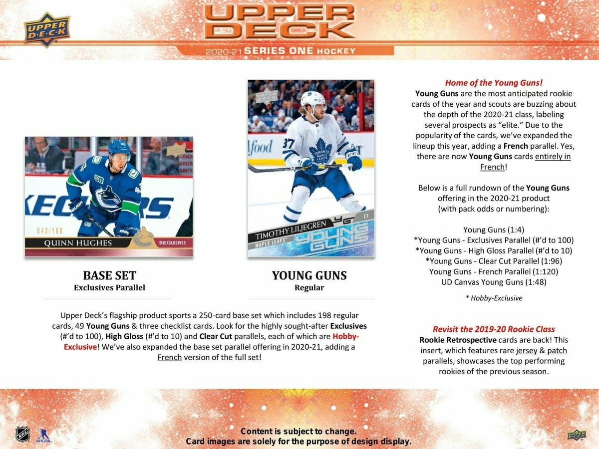 2020/21 Upper Deck Series 1 Hockey Hobby Box NHL Classic