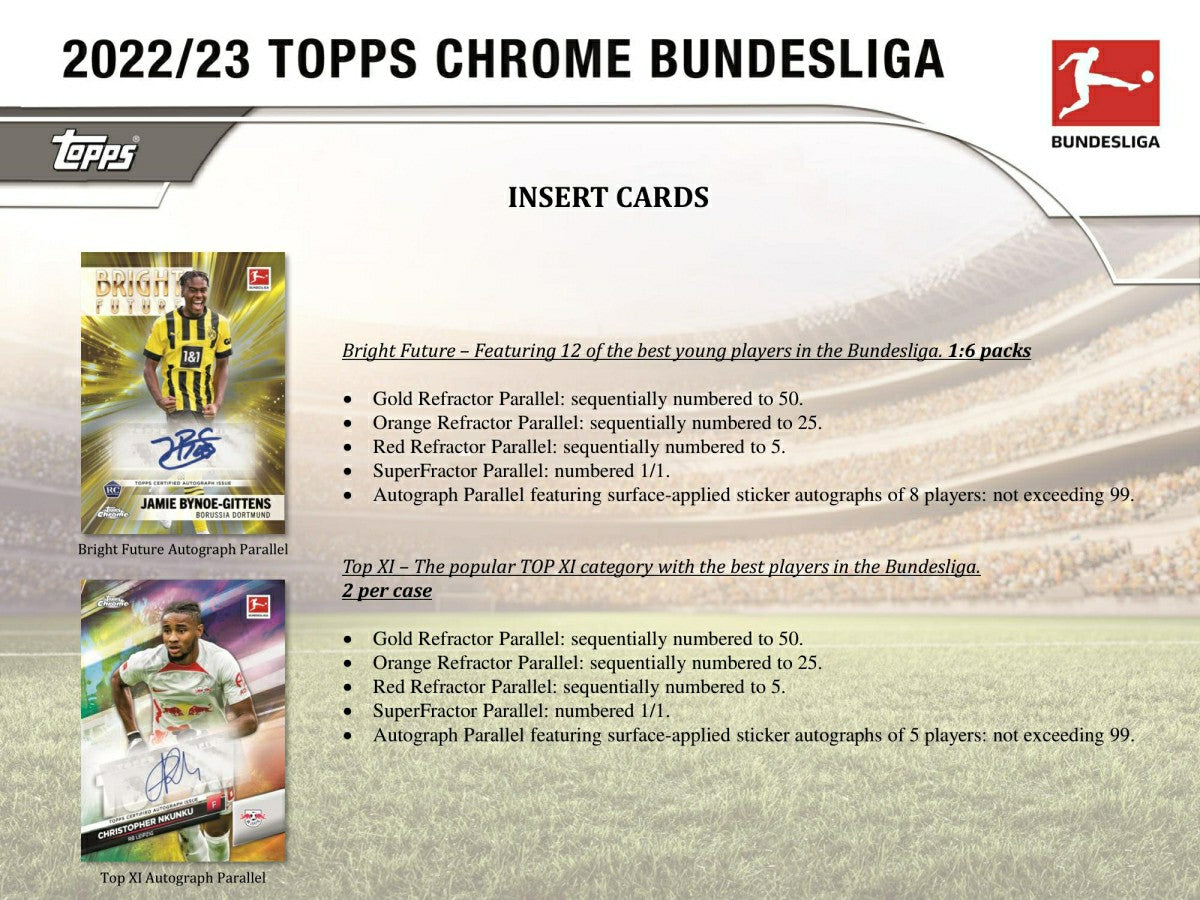 2022/23 Topps Chrome Bundesliga Soccer Hobby Pack Taass for sale