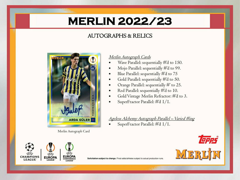 2022/23 Topps Merlin Chrome UEFA Club Competitions Soccer Hobby Box Taass US