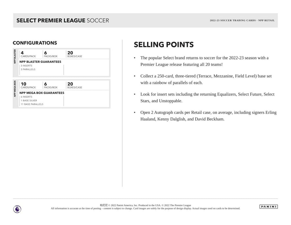 2022/23 Panini Select Premier League Soccer Mega Box Taass for sale