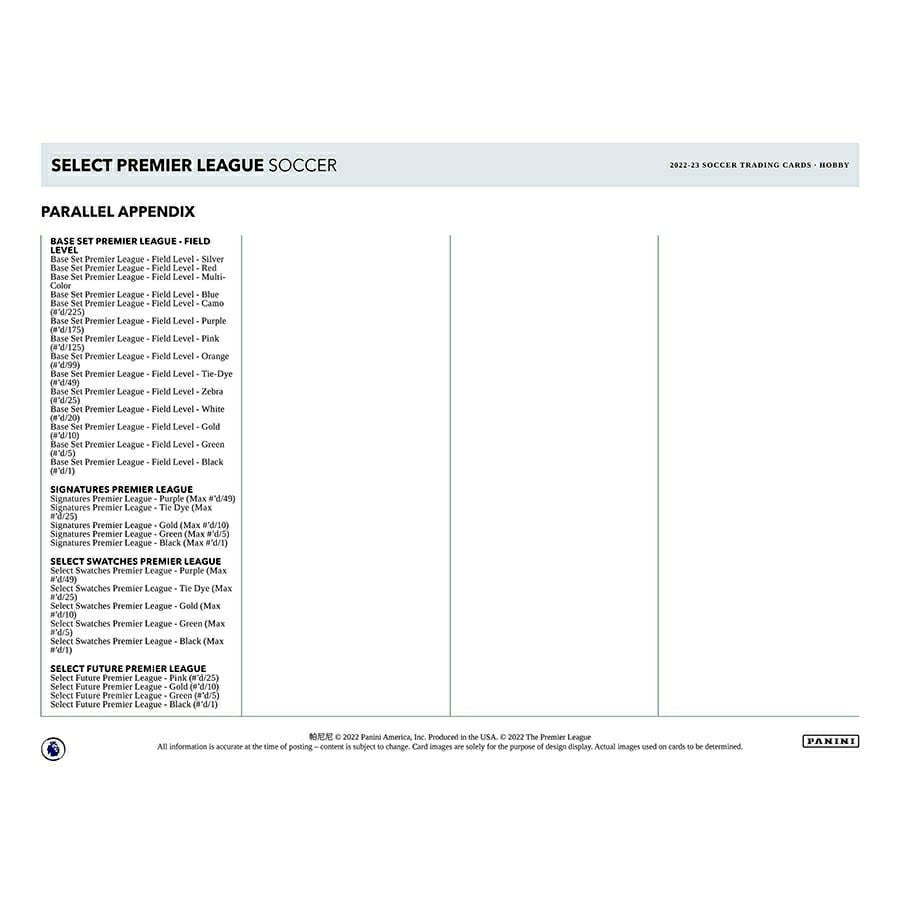 2022/23 Panini Select Premier League Soccer Hobby Box Taass US