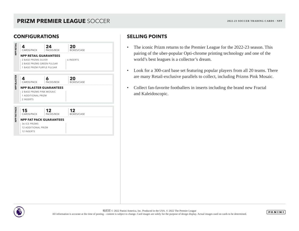2022/23 Panini Prizm Premier League Soccer EPL Blaster Box Taass for sale