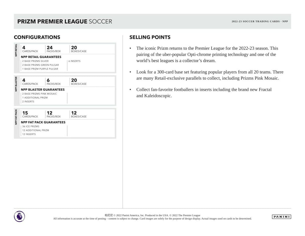 2022/23 Panini Prizm Premier League Soccer EPL Blaster Box Taass for sale