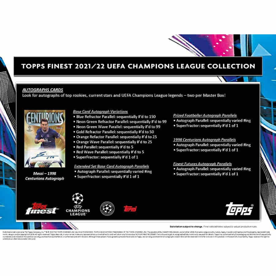 2021/22 Topps Finest UEFA Champions League Soccer Hobby Box Fashion