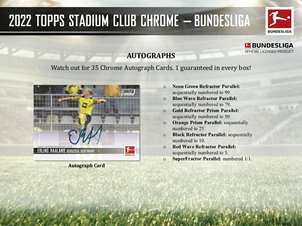 2021/22 Topps Stadium Club Chrome Bundesliga Soccer Hobby Box Taass for sale