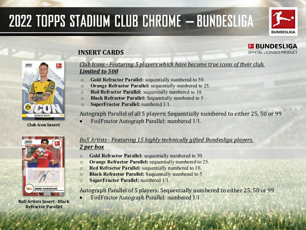 2021/22 Topps Stadium Club Chrome Bundesliga Soccer Hobby Box Taass for sale