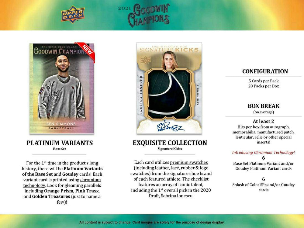 2021 Upper Deck Goodwin Champions Hobby Box Classic