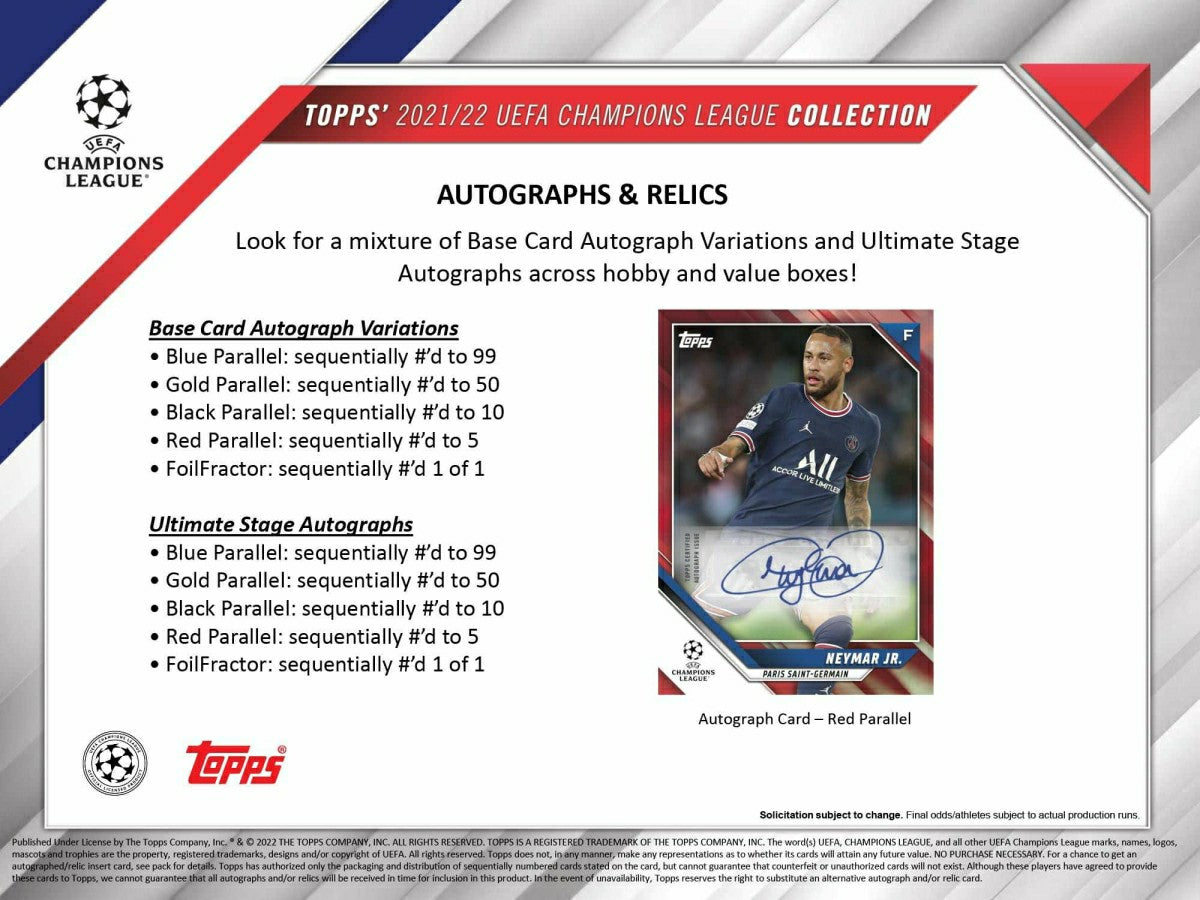 2021/22 Topps UEFA Champions League Soccer Hobby Box Fashion