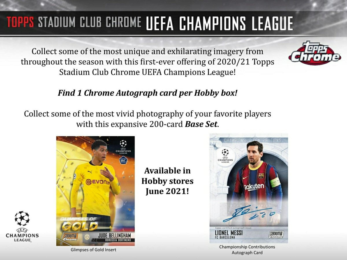2020/21 Topps UEFA Stadium Club Chrome Champions League Soccer Hobby Box Taass sale