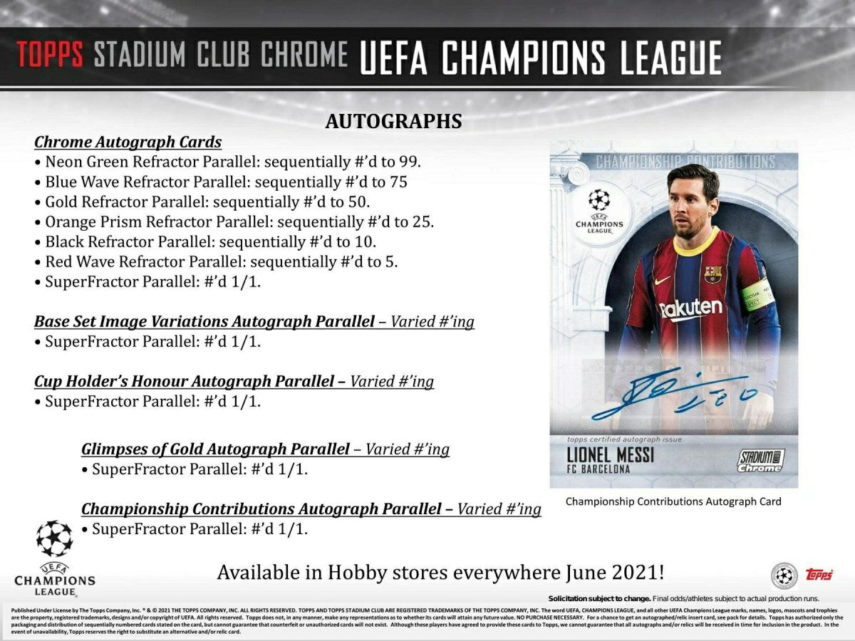 2020/21 Topps UEFA Stadium Club Chrome Champions League Soccer Hobby Box Taass sale